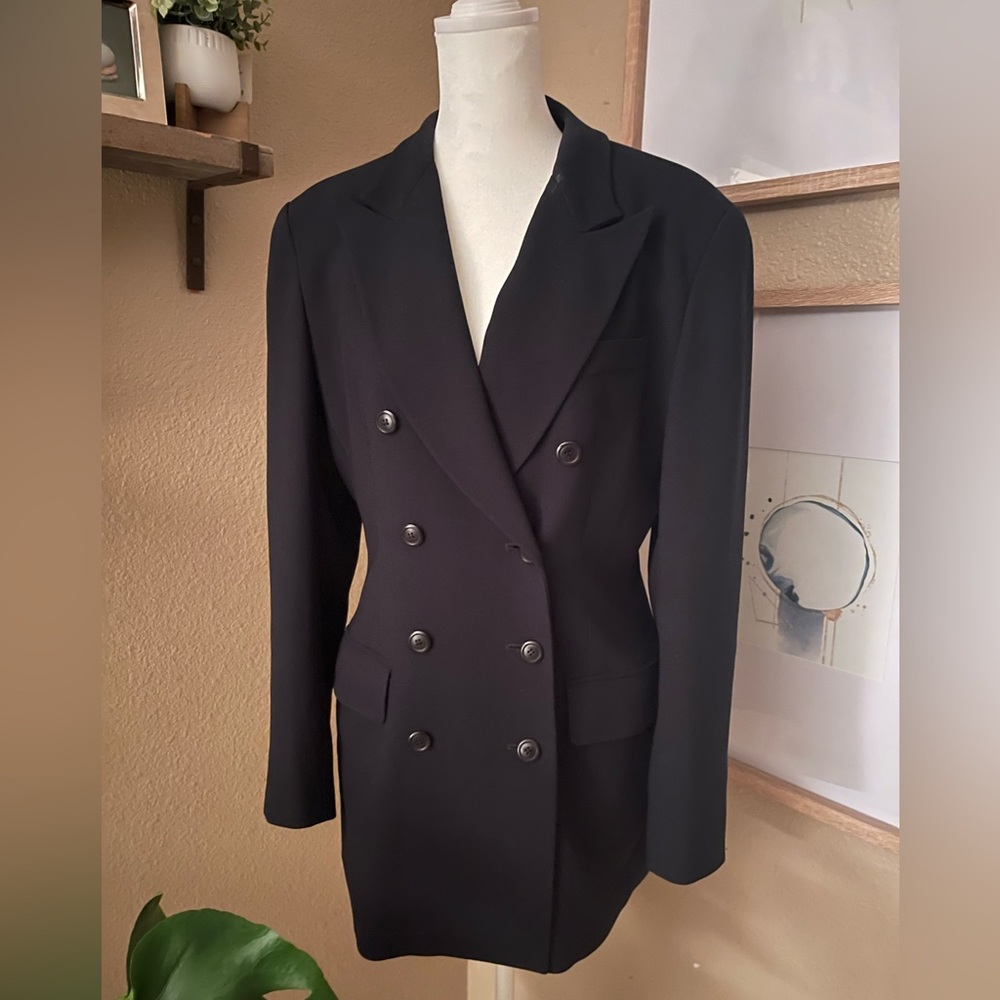 Womens black three button blazer, size 8